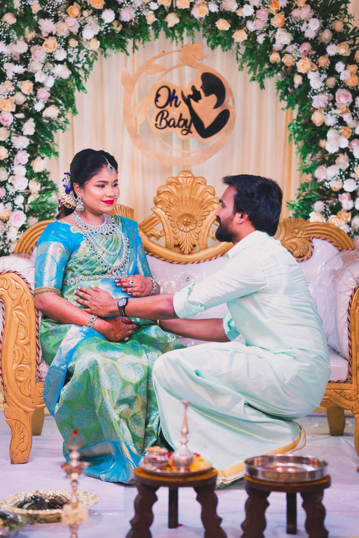 Traditional Valaikappu and Seemantham baby shower ceremony by AP Photography in Hosur (#8)