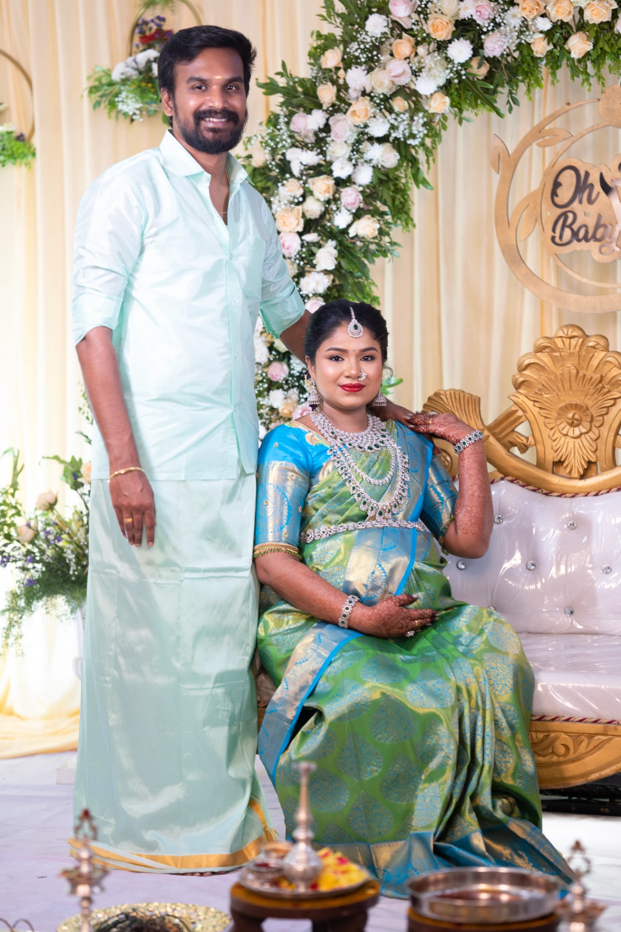 Traditional Valaikappu and Seemantham baby shower ceremony by AP Photography in Hosur (#5)