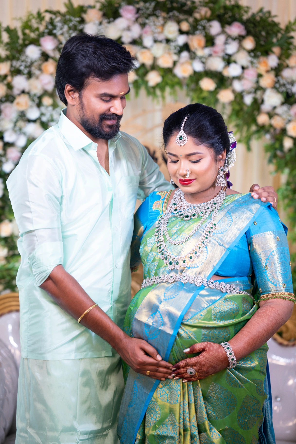 Traditional Valaikappu and Seemantham baby shower ceremony by AP Photography in Hosur (#2)