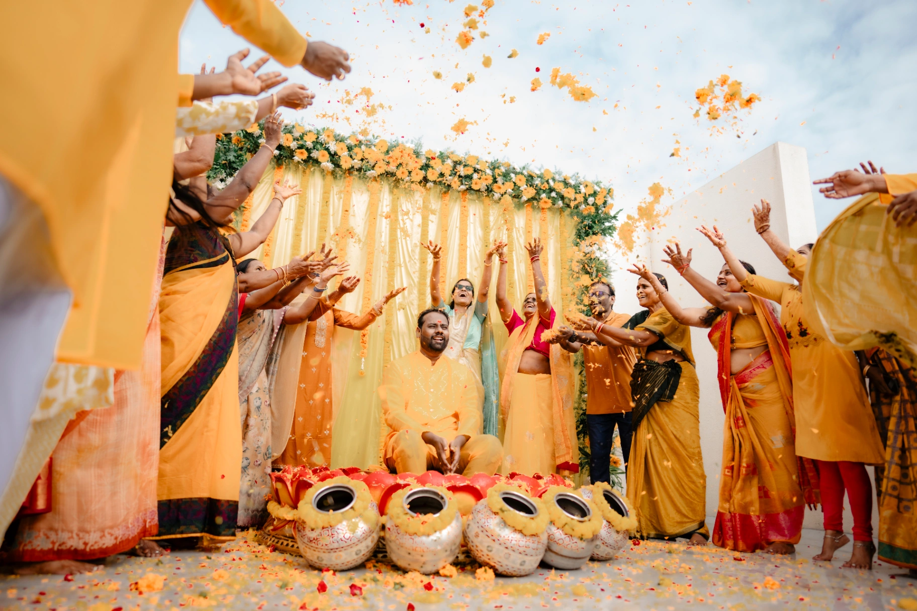 Joyous Haldi ceremony and vibrant marigold celebration by AP Photography in Hosur (#3)
