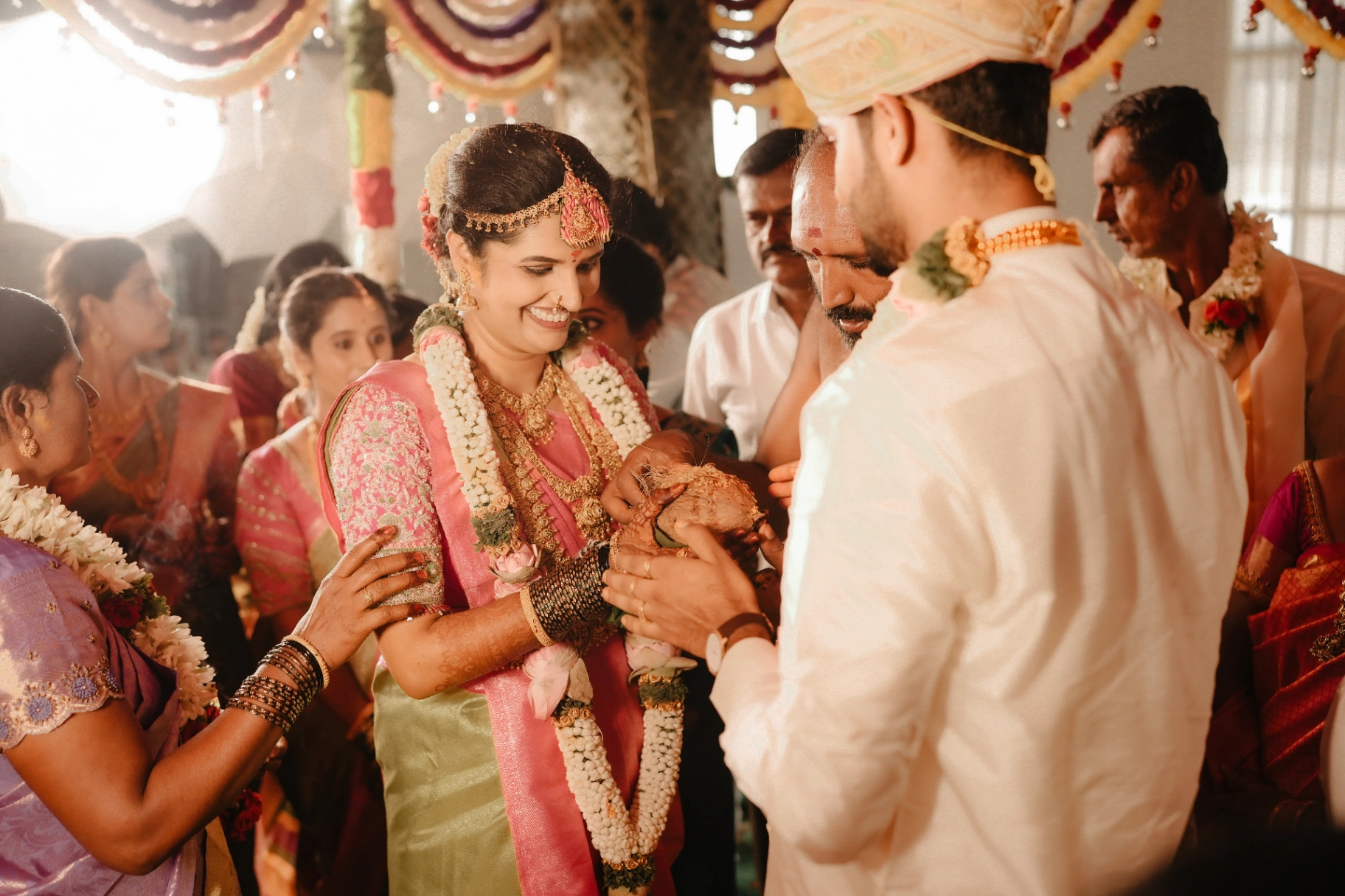 Traditional candid wedding ritual and couple portrait by AP Photography in Hosur (#8)